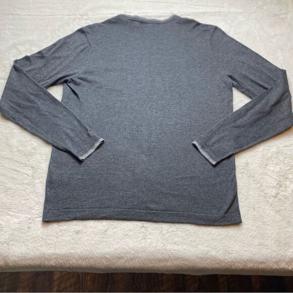Agave Denim Crew Neck Long Sleeve Gray Lexington Fine Gauge Knit Sweater. Size M - Picture 2 of 13